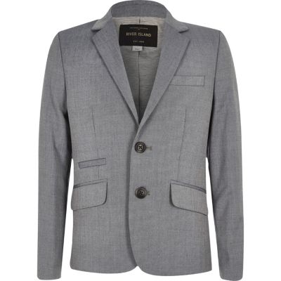 Boys light grey slim suit jacket